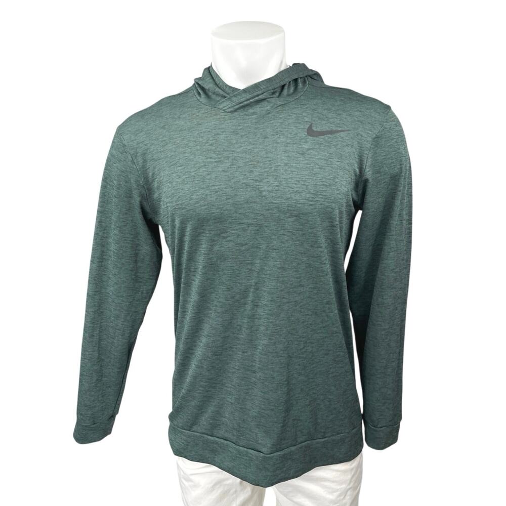 Nike Dri Fit Men's Green Long Sleeve Activewear Hooded Hoodie Sweatshirt Top M